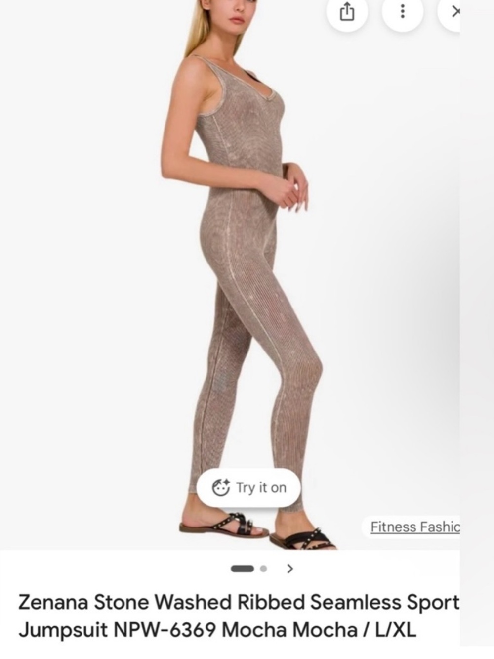 Zenana Outfitters Mocha Ribbed Seamless Jumpsuit